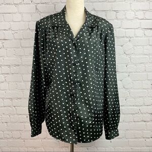 Vintage 80s Black/White Polkadot Button Down Top